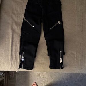 AllSaints Black Moto Skinny Jeans